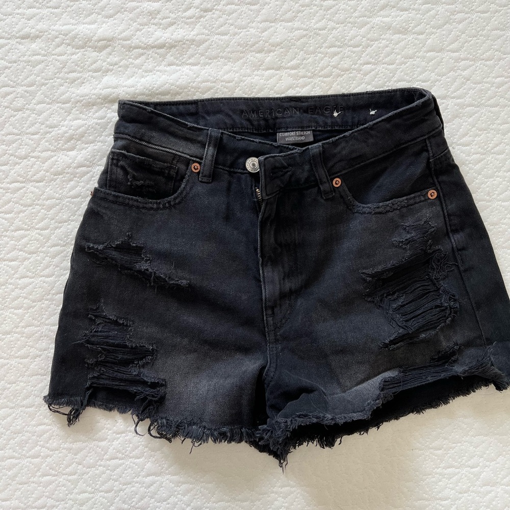 Black Jean Shorts - Distressed - size 2
